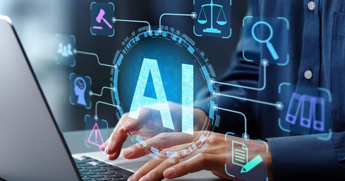 AI-powered digital interface over a laptop, illustrating automation, observability, and cloud-native infrastructure readiness for next-generation IT systems