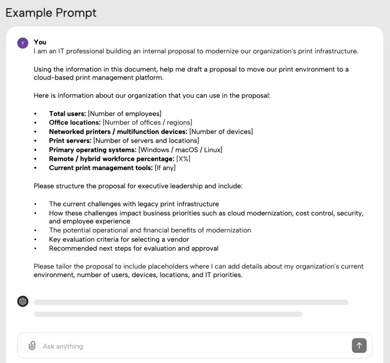 Use AI to Accelerate Your Internal Proposal - sample prompt