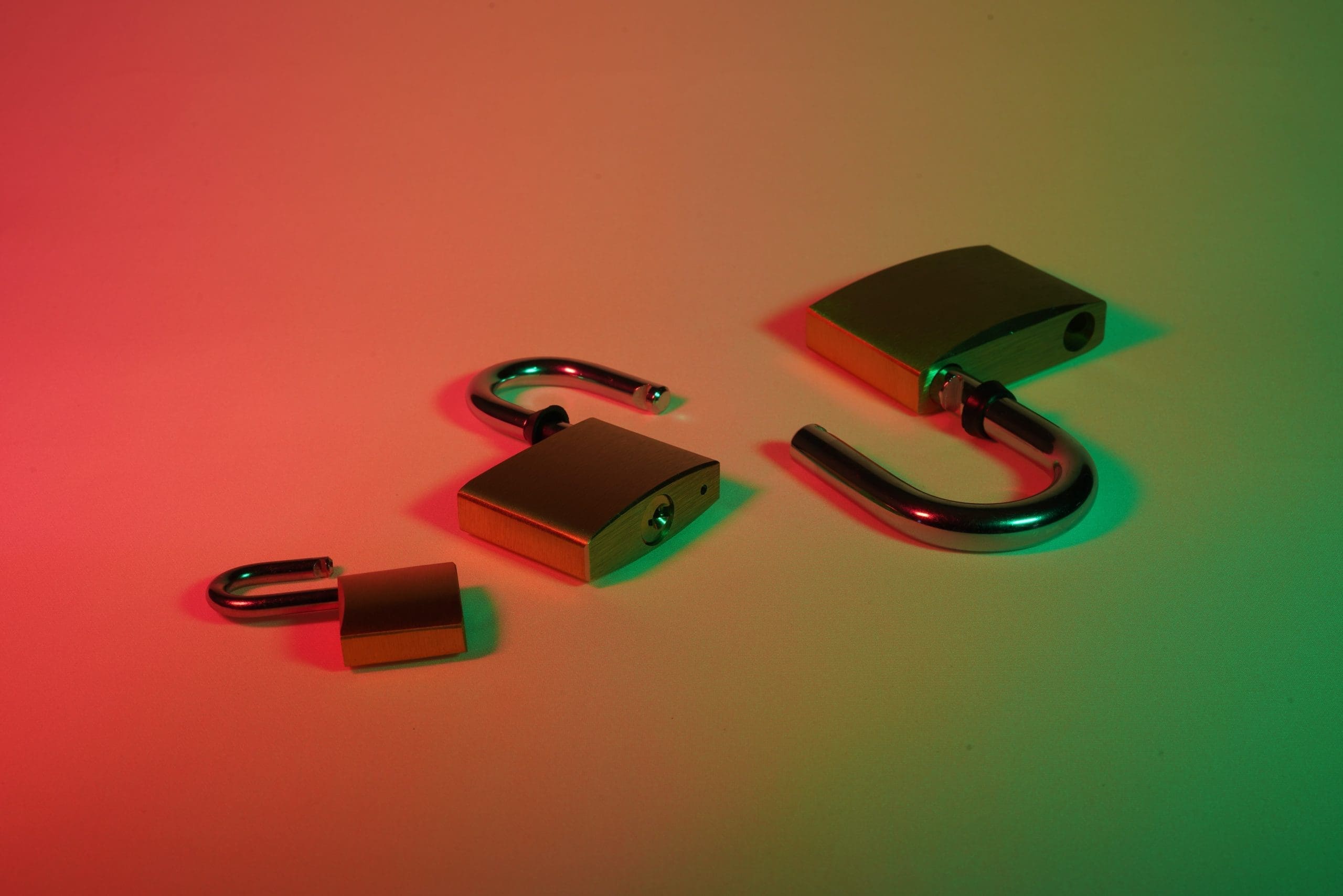 three open padlocks